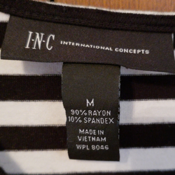 INC keyhole black and white striped peplum top, size M - Picture 6 of 7